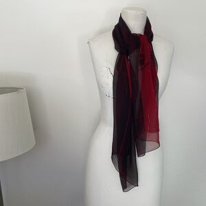 CALVIN KLEIN Sheer Red and Black Scarf
